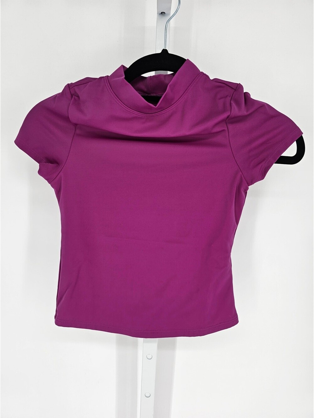 Lands End Girls Sz 6X Short Sleeve Rash Guard Swimsuit Top Purple